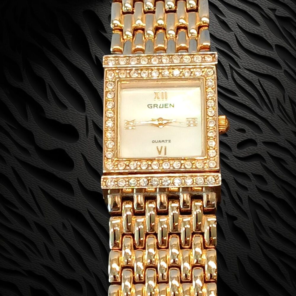 Rare Gruen Bangle Quartz Watch, Reversible Dial, 21MM MOP Dial, Japan Movement